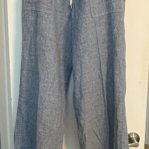 Athleta Blue Linen Straight Leg Pants